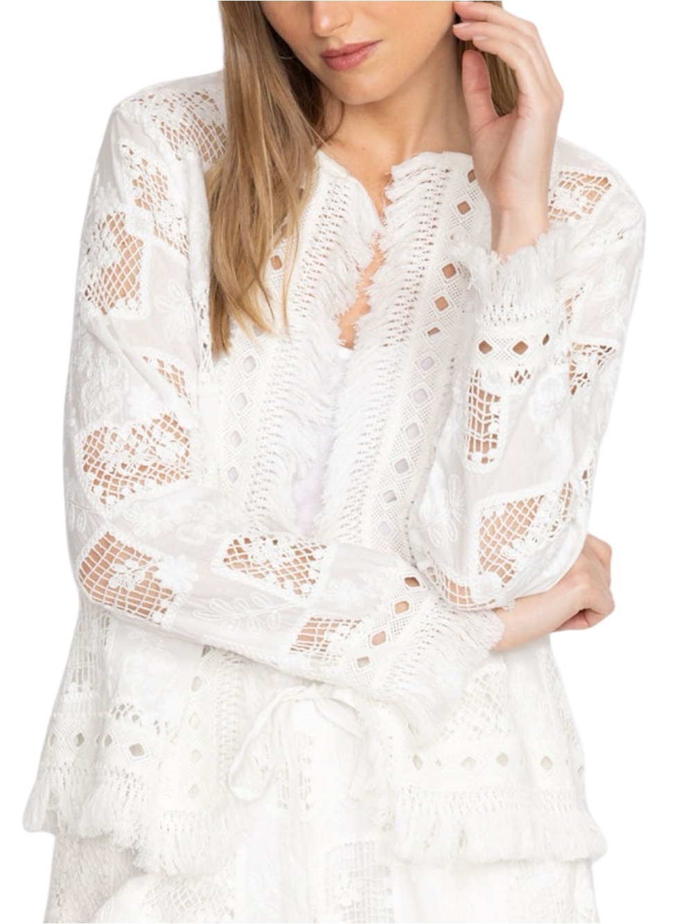 Johnny Was Women’s Size S White Crochet Lace Kae Blazer Jacket